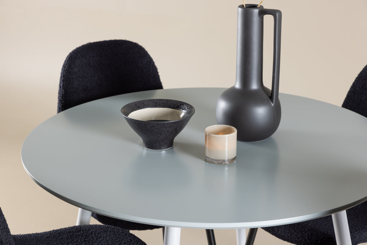 Venture Design Polar & Plaza Matstolar 2-pack Svart + Runda Matbord ⌀100 Grå