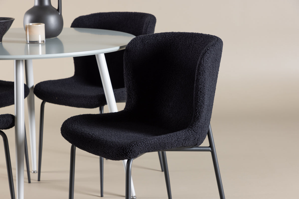 Venture Design Plaza & Modesto Runda Matbord ⌀100 Grå + Matstolar 2-pack Svart