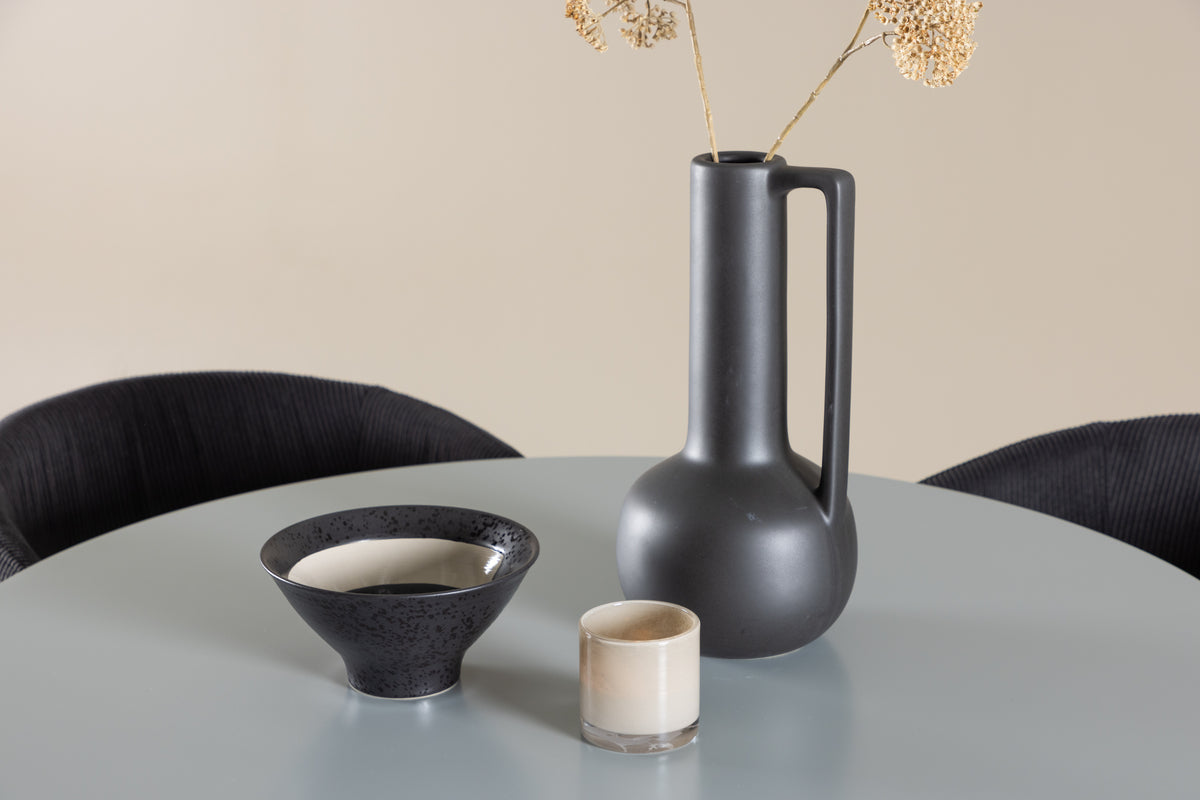 Venture Design Plaza & Berit Runda Matbord ⌀100 Grå + Matstolar Svart