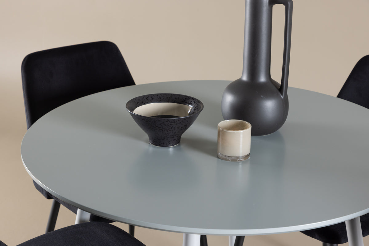 Venture Design Night & Plaza Matstolar 2-pack Svart + Runda Matbord ⌀100 Grå