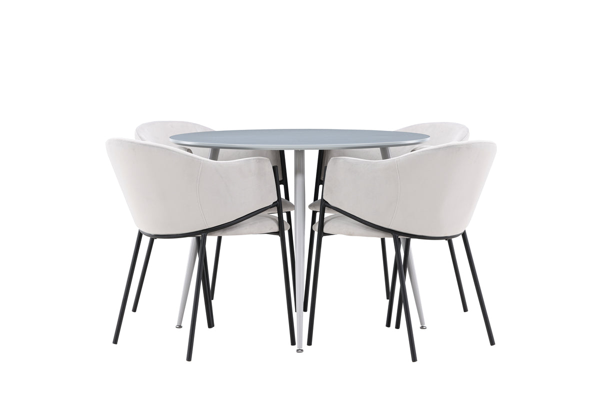 Venture Design Evelina & Plaza Matstolar 2-pack Grå + Runda Matbord ⌀100 Grå