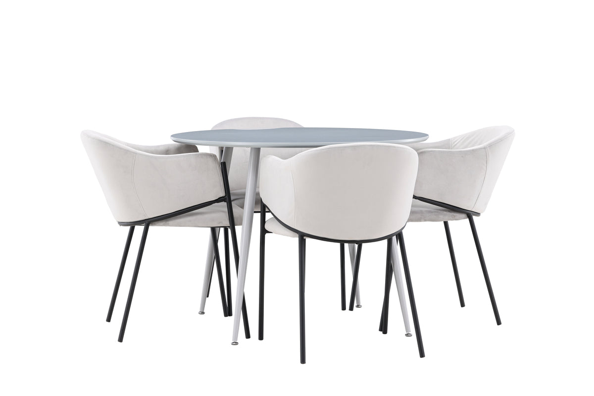 Venture Design Evelina & Plaza Matstolar 2-pack Grå + Runda Matbord ⌀100 Grå