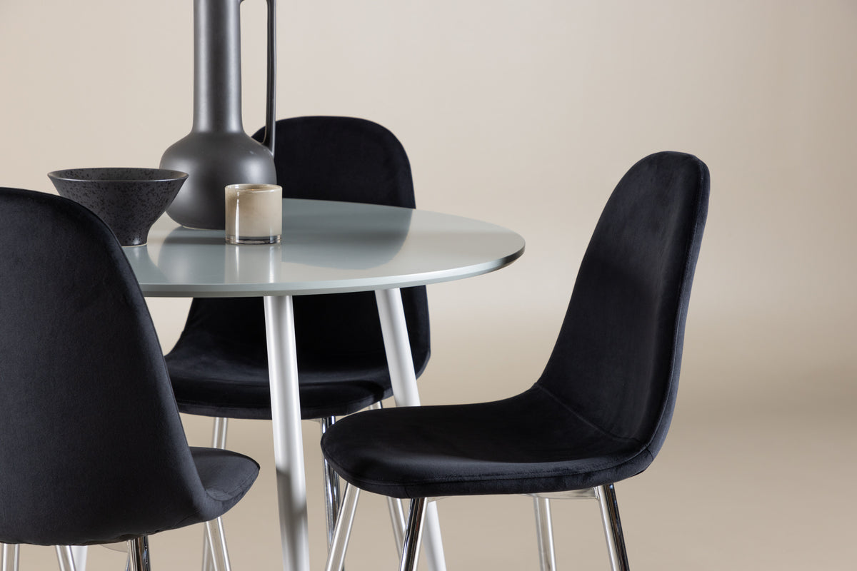 Venture Design Polar & Plaza Matstolar 2-pack Svart + Runda Matbord ⌀100 Grå