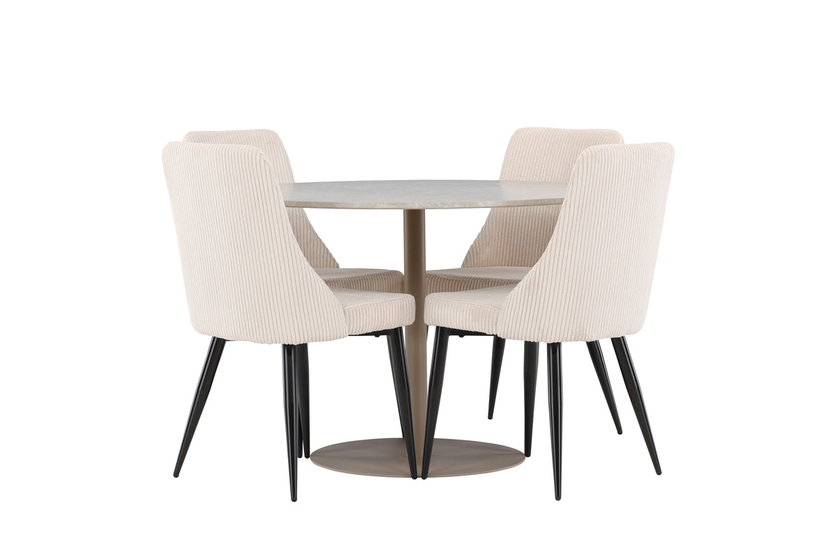 Venture Design Leone & Lycke Matstolar 2-pack Beige + Runda Matbord ⌀110 Beige
