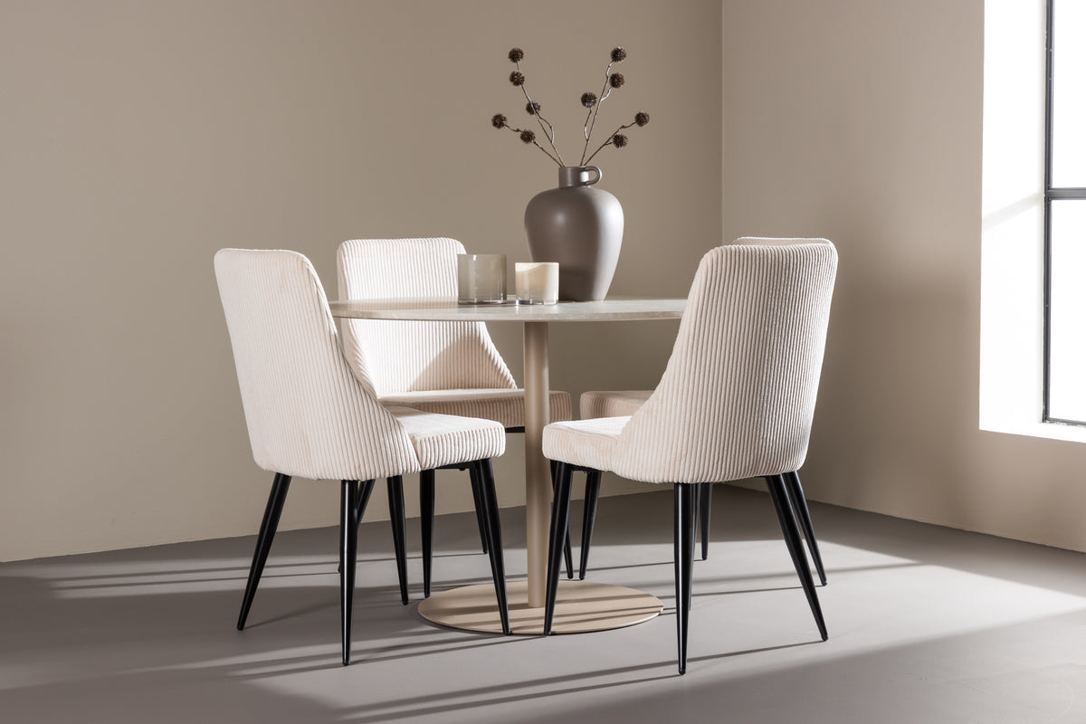 Venture Design Leone & Lycke Matstolar 2-pack Beige + Runda Matbord ⌀110 Beige