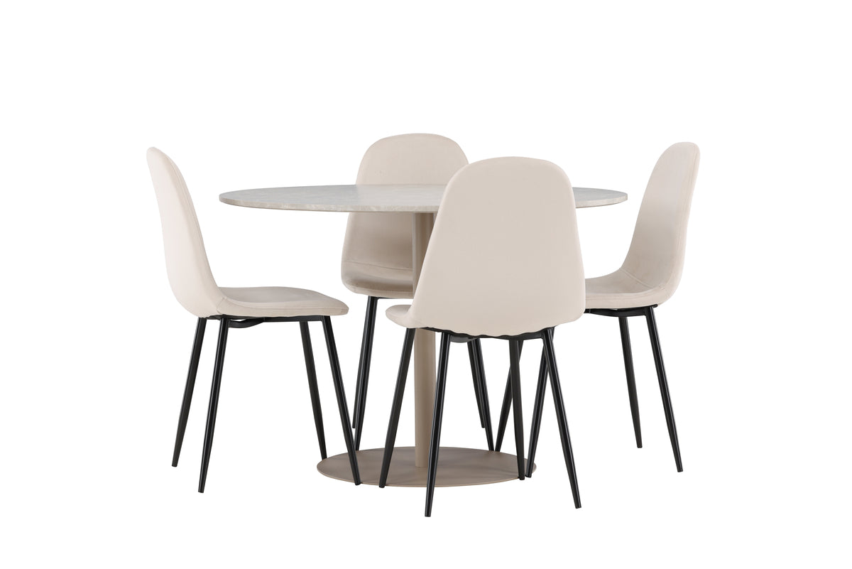 Venture Design Polar & Lycke Matstolar 2-pack Beige + Runda Matbord ⌀110 Beige