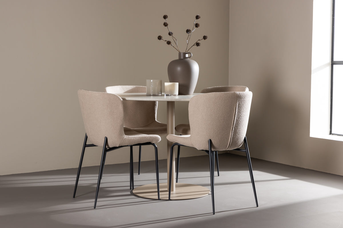Venture Design Modesto & Lycke Matstolar 2-pack Beige + Runda Matbord ⌀110 Beige
