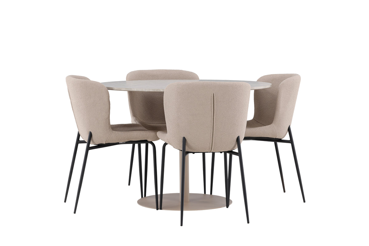 Venture Design Modesto & Lycke Matstolar 2-pack Beige + Runda Matbord ⌀110 Beige