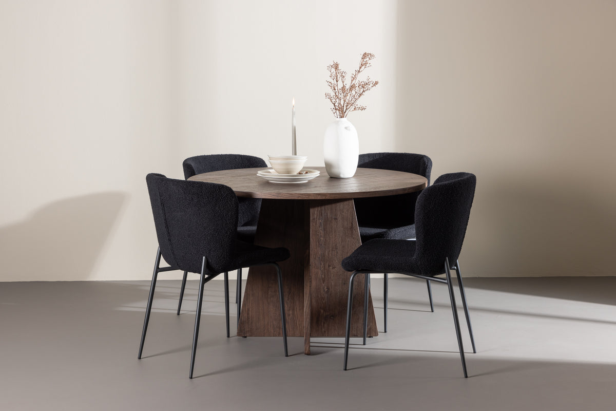 Venture Design Bootcut & Modesto Runda Matbord ⌀110 Mocka + Matstolar 2-pack Svart