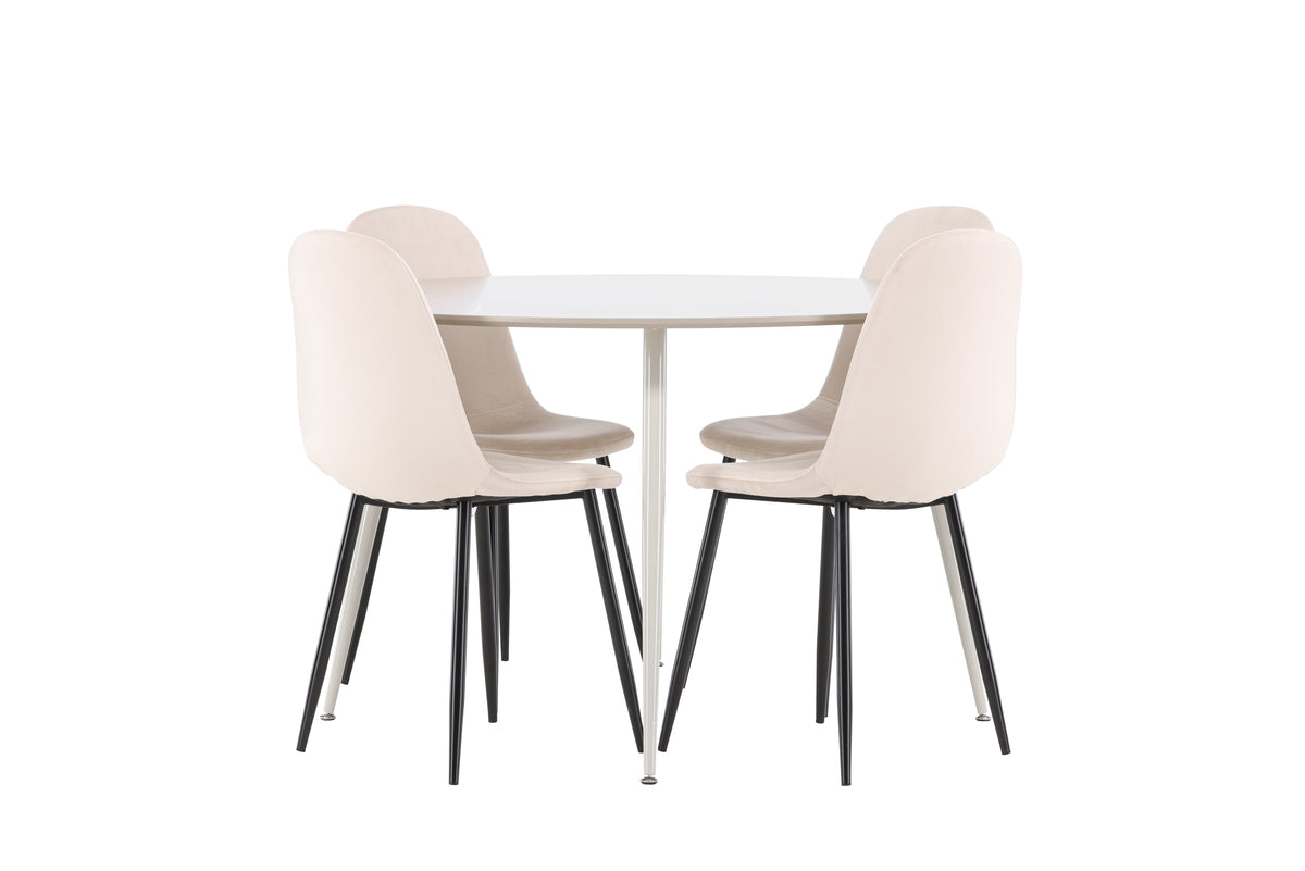 Venture Design Polar & Plaza Matstolar 2-pack Beige + Runda Matbord ⌀120 Beige
