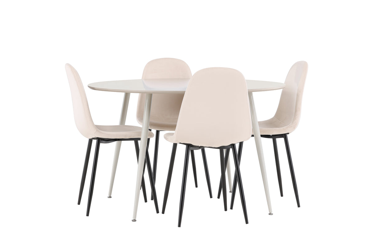 Venture Design Polar & Plaza Matstolar 2-pack Beige + Runda Matbord ⌀120 Beige