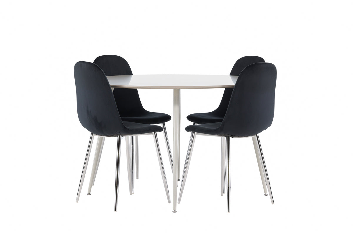 Venture Design Polar & Plaza Matstolar 2-pack Svart + Runda Matbord ⌀120 Beige