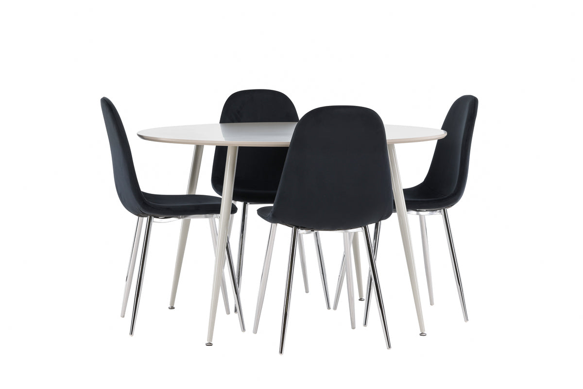 Venture Design Polar & Plaza Matstolar 2-pack Svart + Runda Matbord ⌀120 Beige