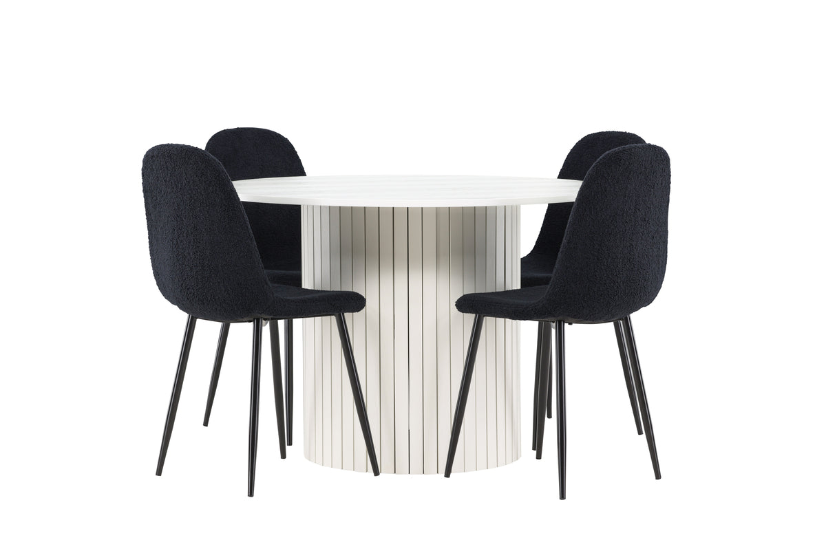 Venture Design Polar & Härön Matstolar 2-pack Svart + Runda Matbord ⌀110 Vit