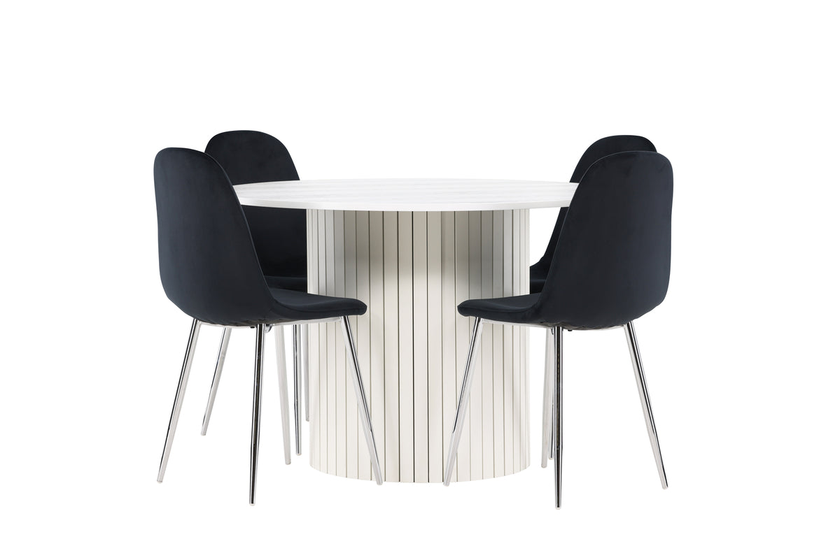 Venture Design Polar & Härön Matstolar 2-pack Svart + Runda Matbord ⌀110 Vit