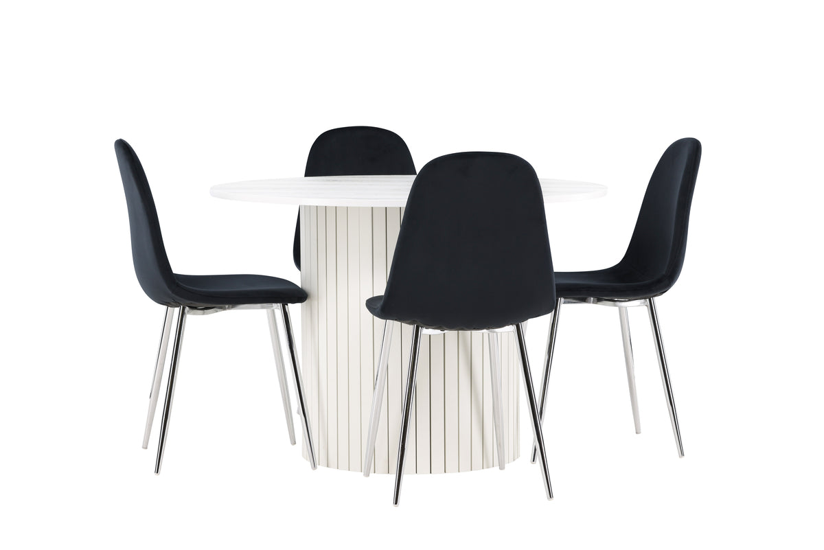 Venture Design Polar & Härön Matstolar 2-pack Svart + Runda Matbord ⌀110 Vit