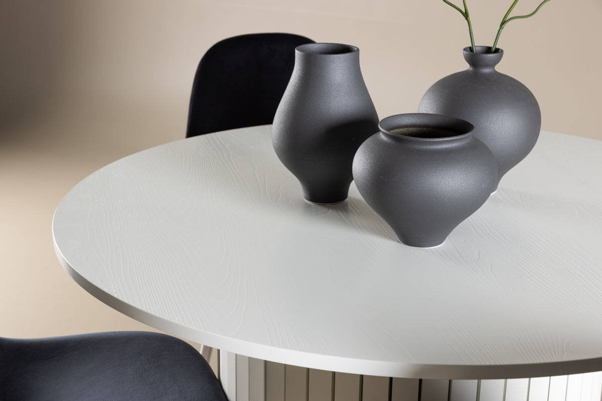 Venture Design Polar & Härön Matstolar 2-pack Svart + Runda Matbord ⌀110 Vit