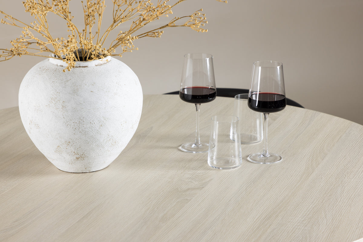 Venture Design Alfons & Lanzo Matstolar Svart + Runda Matbord ⌀120 Vitputsad