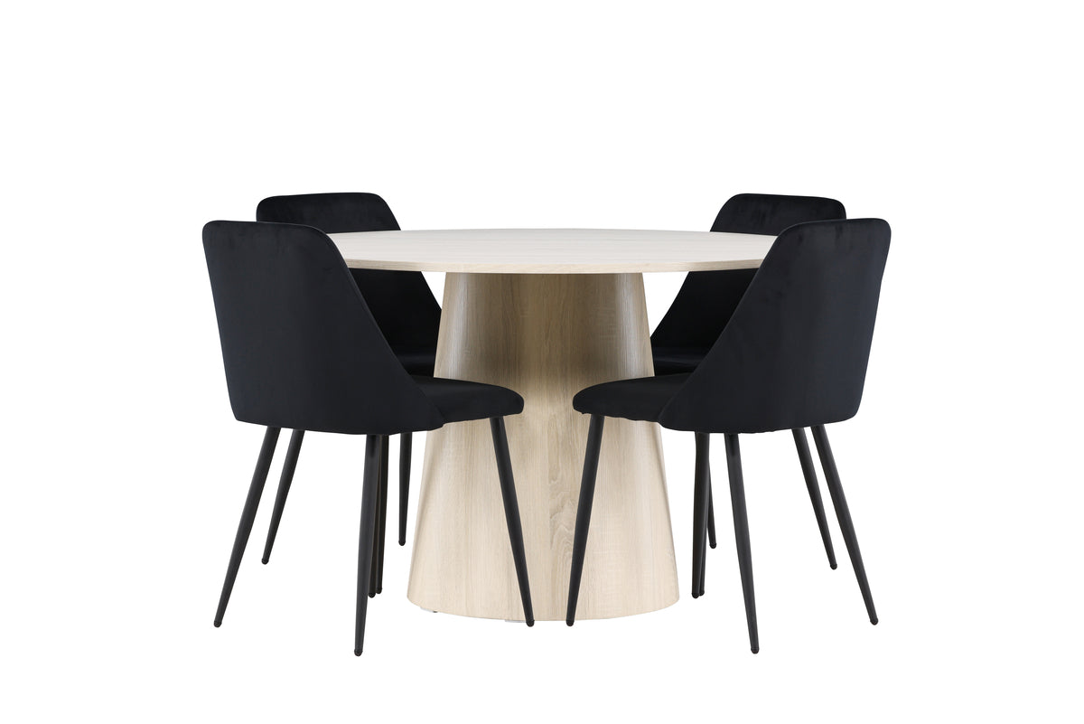 Venture Design Night & Lanzo Matstolar 2-pack Svart + Runda Matbord ⌀120 Vitputsad
