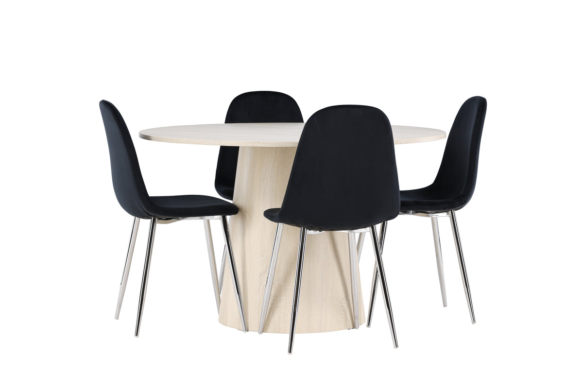 Venture Design Polar & Lanzo Matstolar 2-pack Svart + Runda Matbord ⌀120 Vitputsad