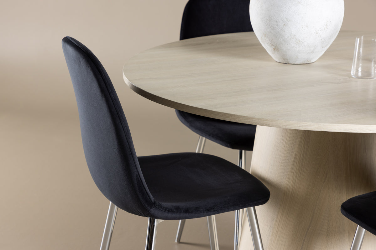 Venture Design Polar & Lanzo Matstolar 2-pack Svart + Runda Matbord ⌀120 Vitputsad