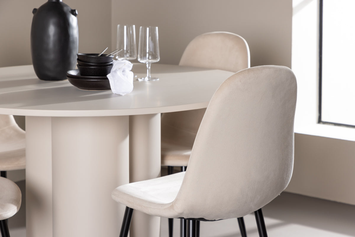 Venture Design Polar & Olivia Matstolar 2-pack Beige + Runda Matbord ⌀110 Beige