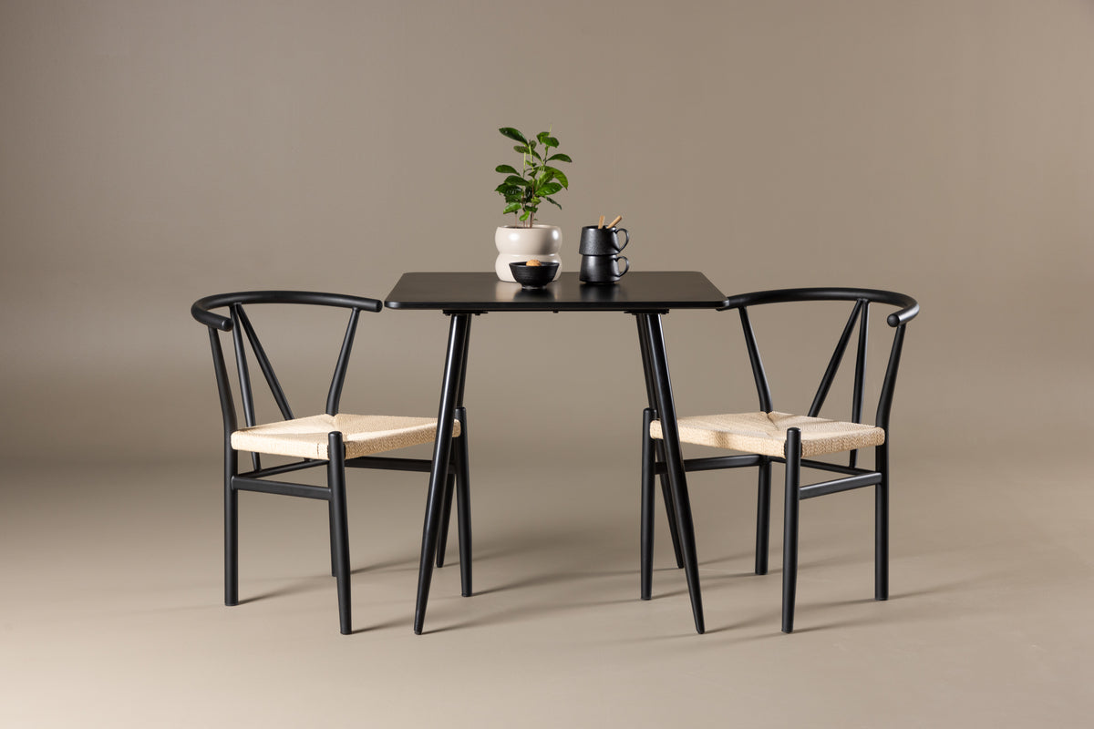 Venture Design Alfons & Polar Matstolar Svart + Rektangulära Matbord 75 x 75 Svart