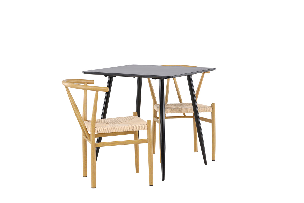 Venture Design Alfons & Polar Matstolar Beige + Rektangulära Matbord 75 x 75 Svart
