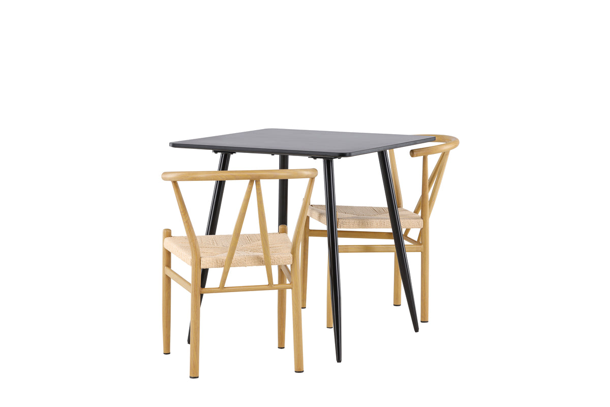Venture Design Alfons & Polar Matstolar Beige + Rektangulära Matbord 75 x 75 Svart