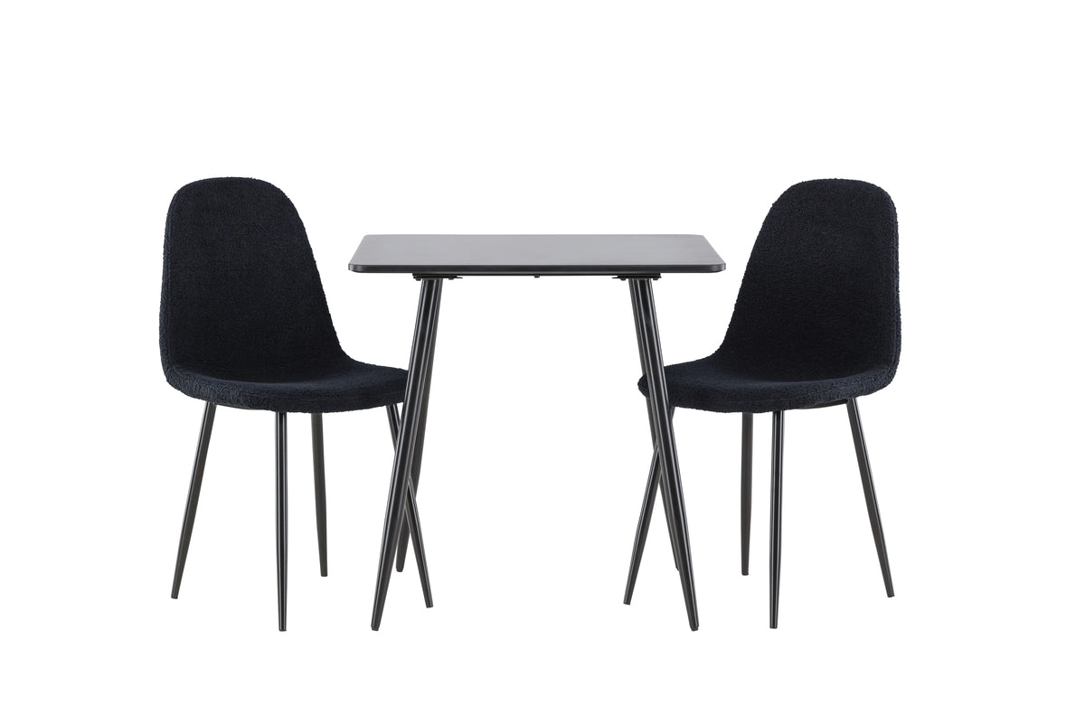 Venture Design Polar Matstolar 2-pack Svart + Rektangulära Matbord 75 x 75 Svart