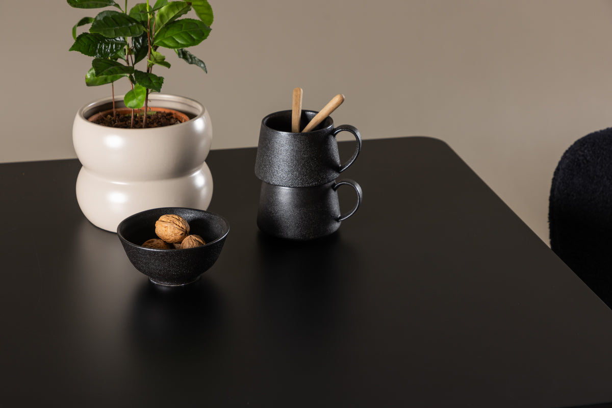 Venture Design Polar & Modesto Rektangulära Matbord 75 x 75 Svart + Matstolar 2-pack Svart