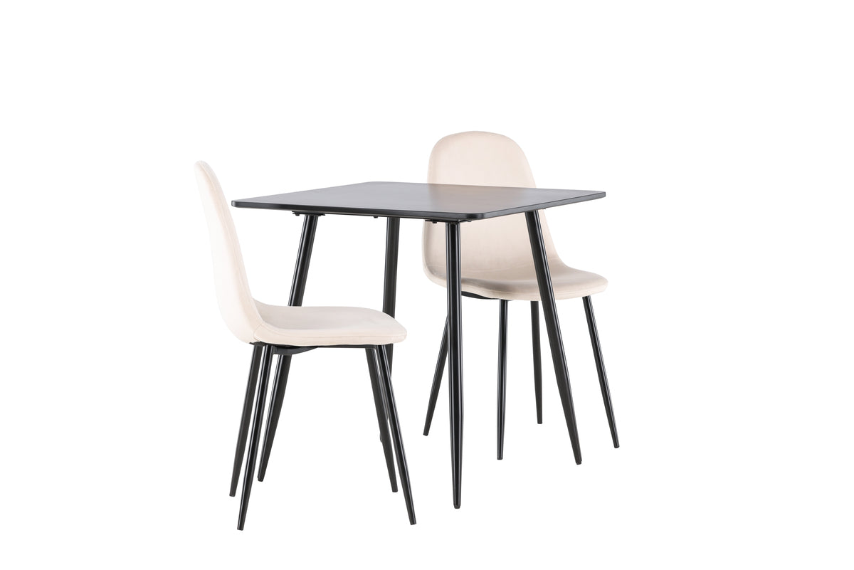 Venture Design Polar Matstolar 2-pack Beige + Rektangulära Matbord 75 x 75 Svart