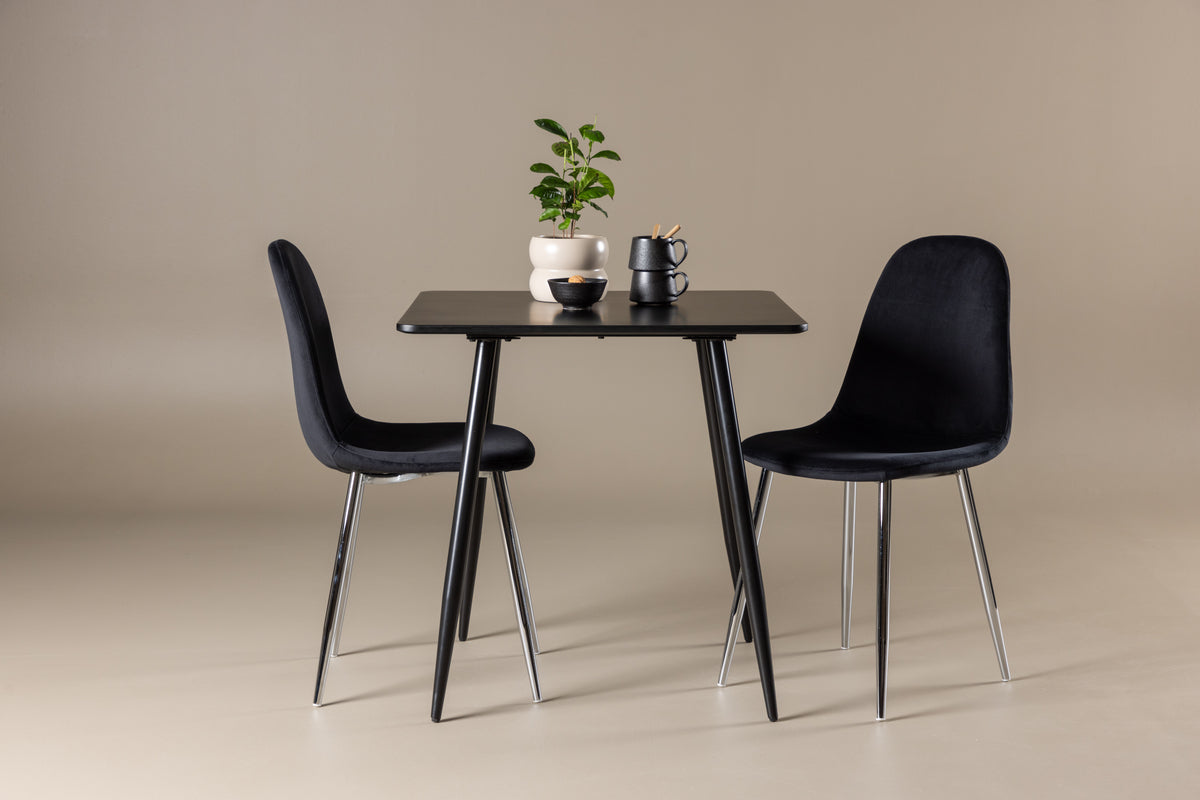 Venture Design Polar Matstolar 2-pack Svart + Rektangulära Matbord 75 x 75 Svart