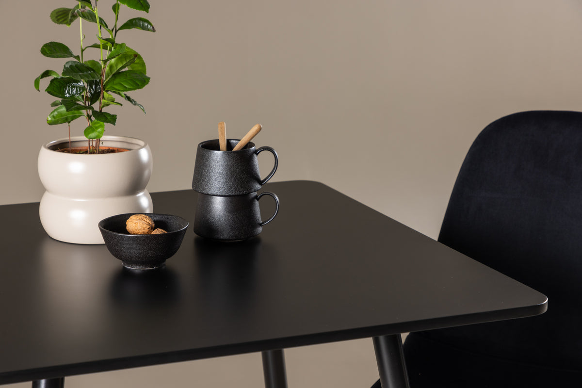 Venture Design Polar Matstolar 2-pack Svart + Rektangulära Matbord 75 x 75 Svart