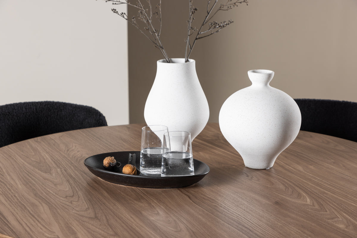 Venture Design Modesto & Olivia Matstolar 2-pack Svart + Runda Matbord ⌀110 Brun