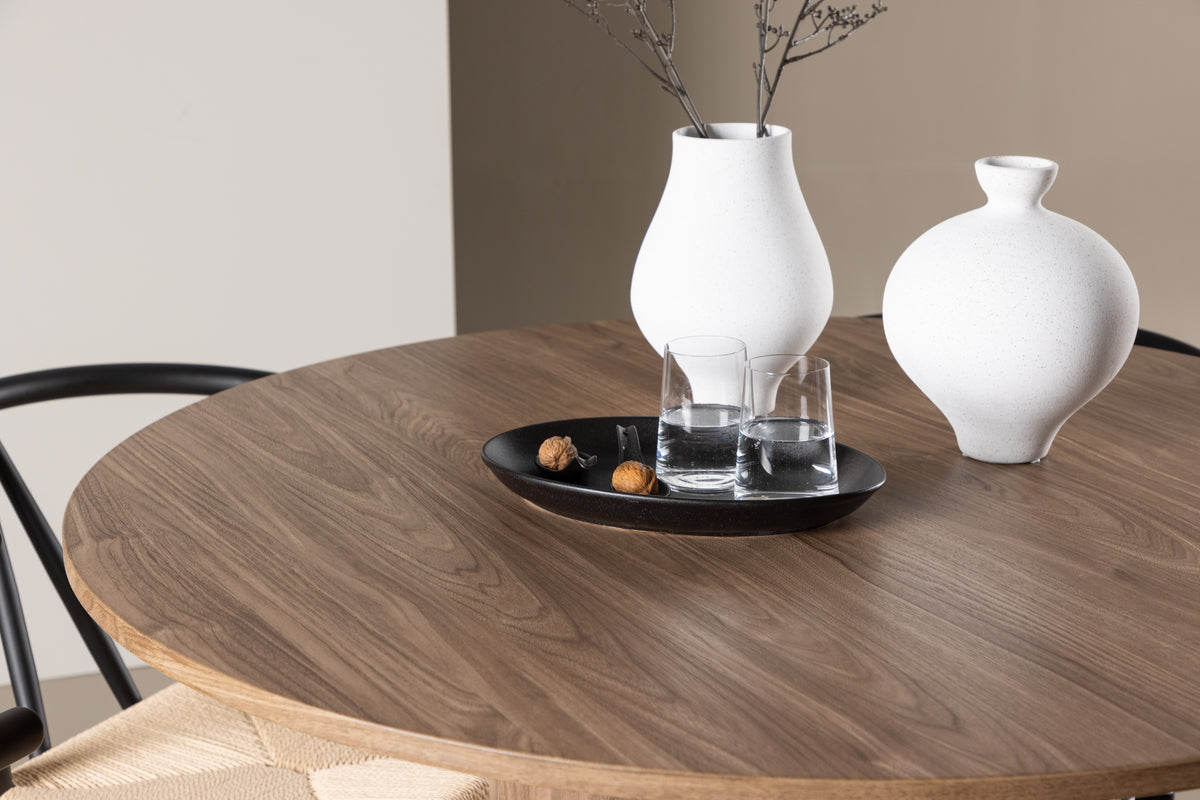 Venture Design Alfons & Olivia Matstolar Svart + Runda Matbord ⌀110 Brun