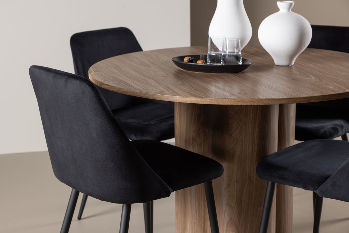 Venture Design Night & Olivia Matstolar 2-pack Svart + Runda Matbord ⌀110 Brun