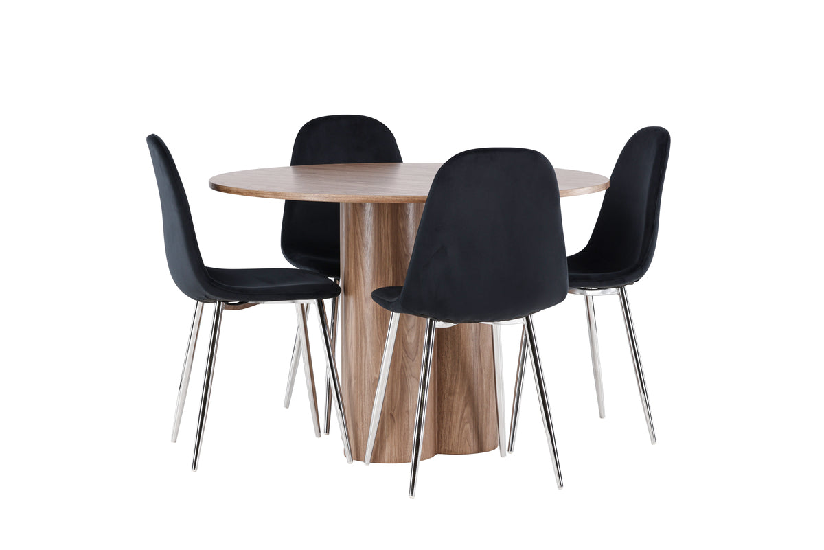 Venture Design Polar & Olivia Matstolar 2-pack Svart + Runda Matbord ⌀110 Brun