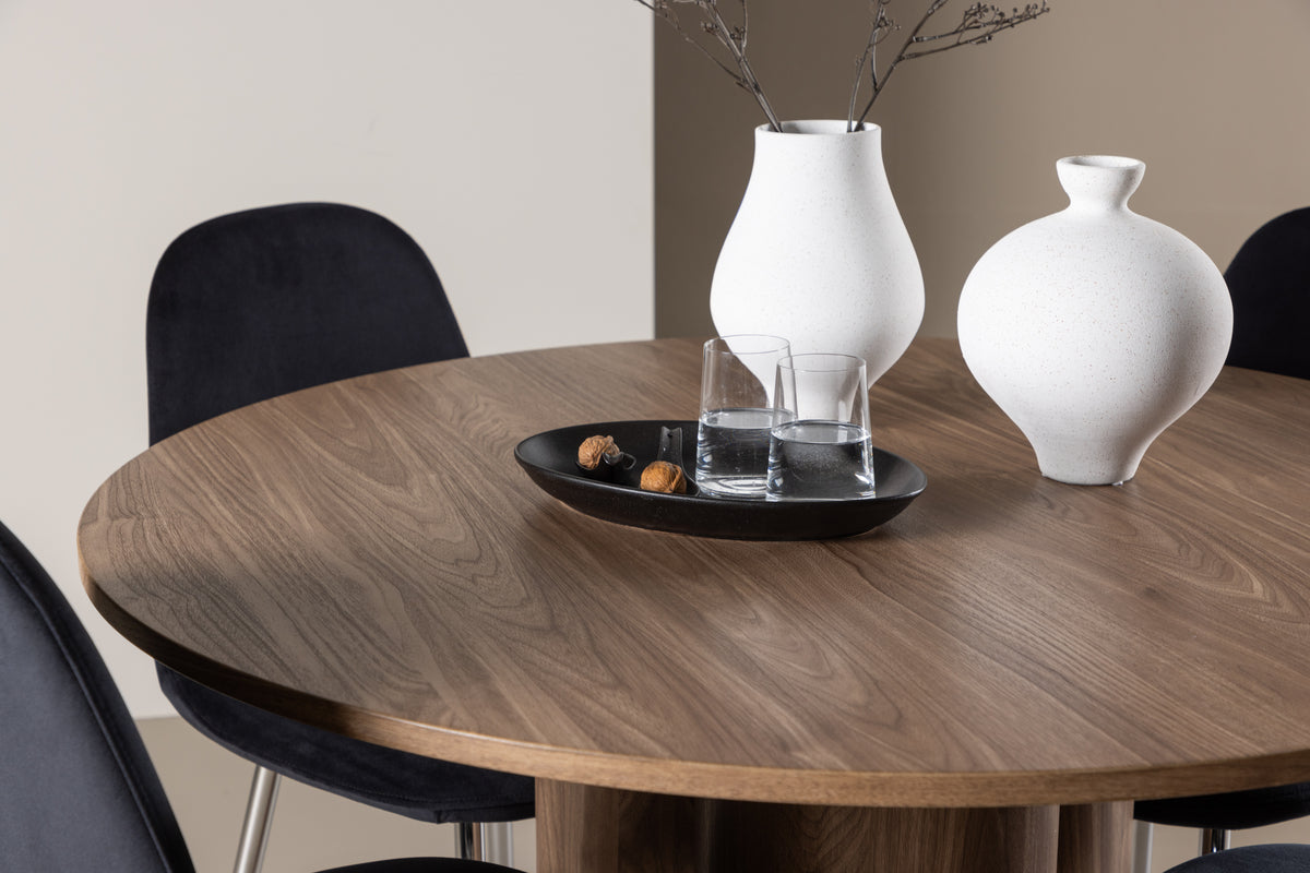 Venture Design Polar & Olivia Matstolar 2-pack Svart + Runda Matbord ⌀110 Brun