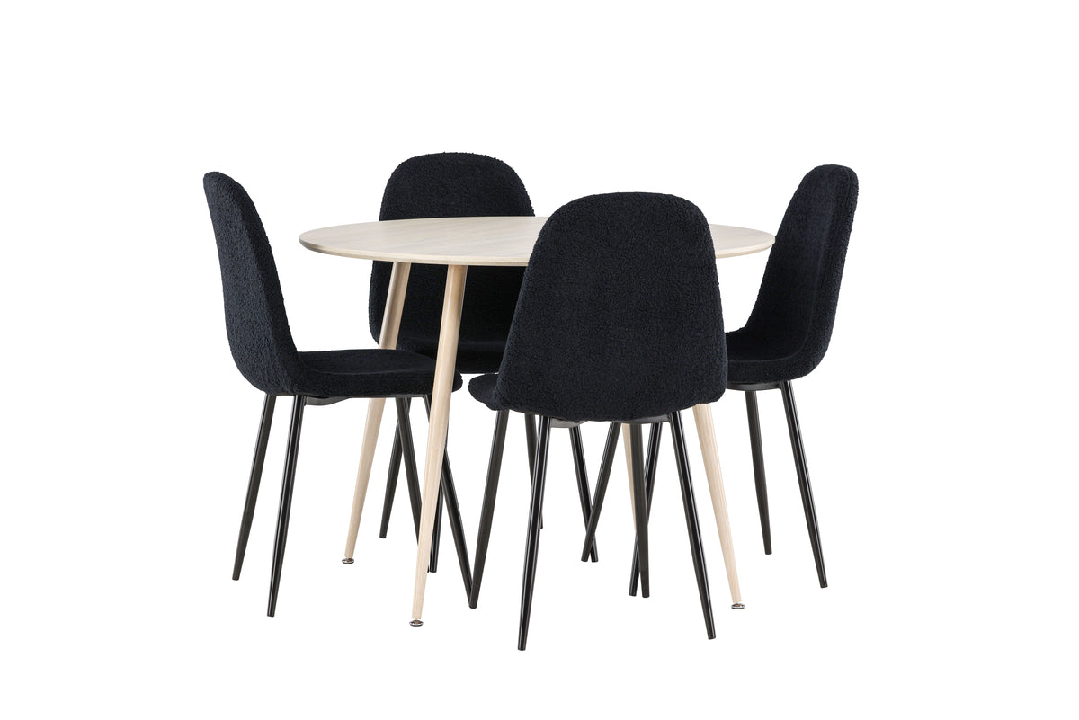 Venture Design Polar & Plaza Matstolar 2-pack Svart + Runda Matbord ⌀100 Vitputsad