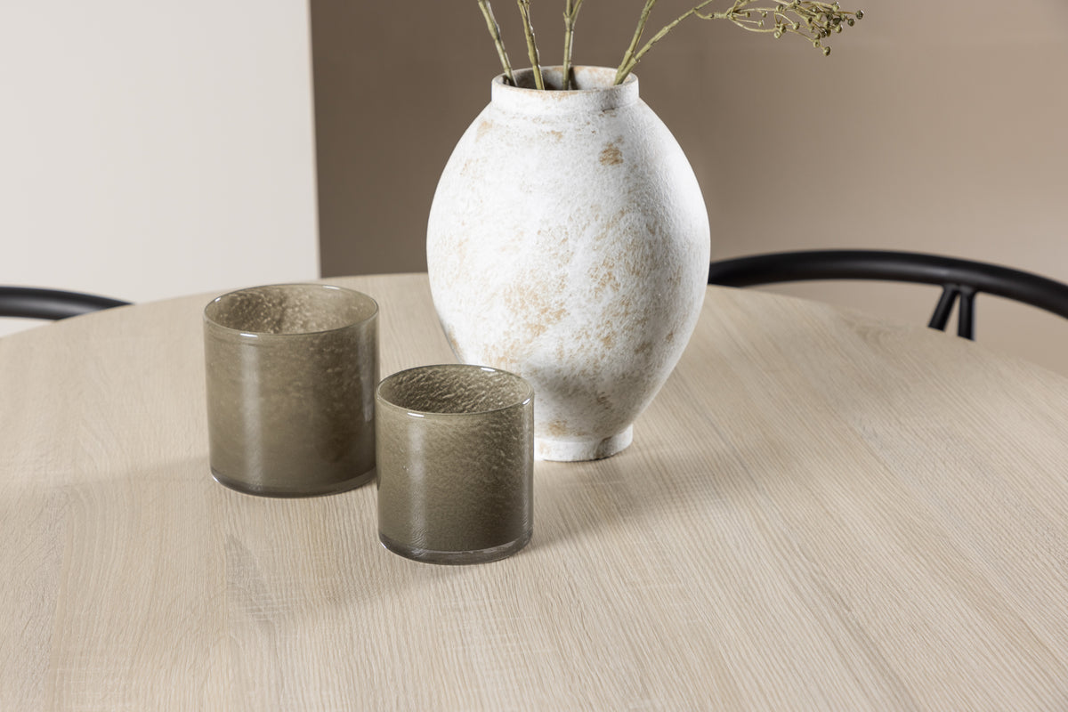 Venture Design Alfons & Plaza Matstolar Svart + Runda Matbord ⌀100 Vitputsad