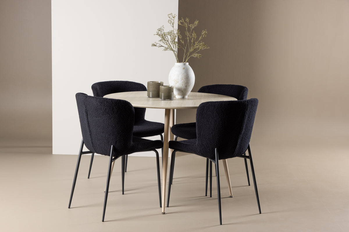Venture Design Plaza & Modesto Runda Matbord ⌀100 Vitputsad + Matstolar 2-pack Svart