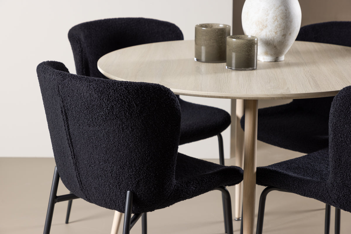 Venture Design Plaza & Modesto Runda Matbord ⌀100 Vitputsad + Matstolar 2-pack Svart