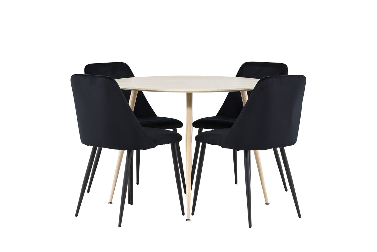 Venture Design Night & Plaza Matstolar 2-pack Svart + Runda Matbord ⌀100 Vitputsad