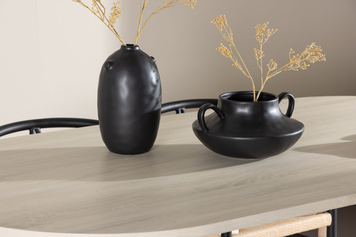 Venture Design Alfons & Andy Matstolar Svart + Ovala Matbord 180 x 90 Vitputsad