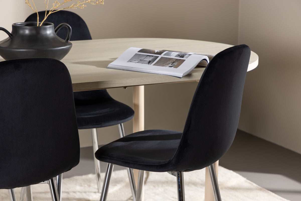 Venture Design Polar & Andy Matstolar 2-pack Svart + Ovala Matbord 180 x 90 Vitputsad