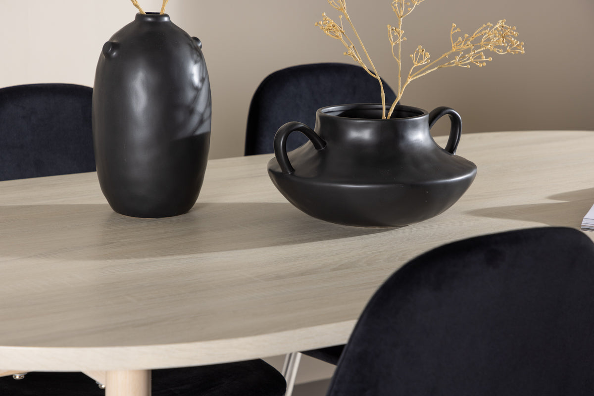 Venture Design Polar & Andy Matstolar 2-pack Svart + Ovala Matbord 180 x 90 Vitputsad