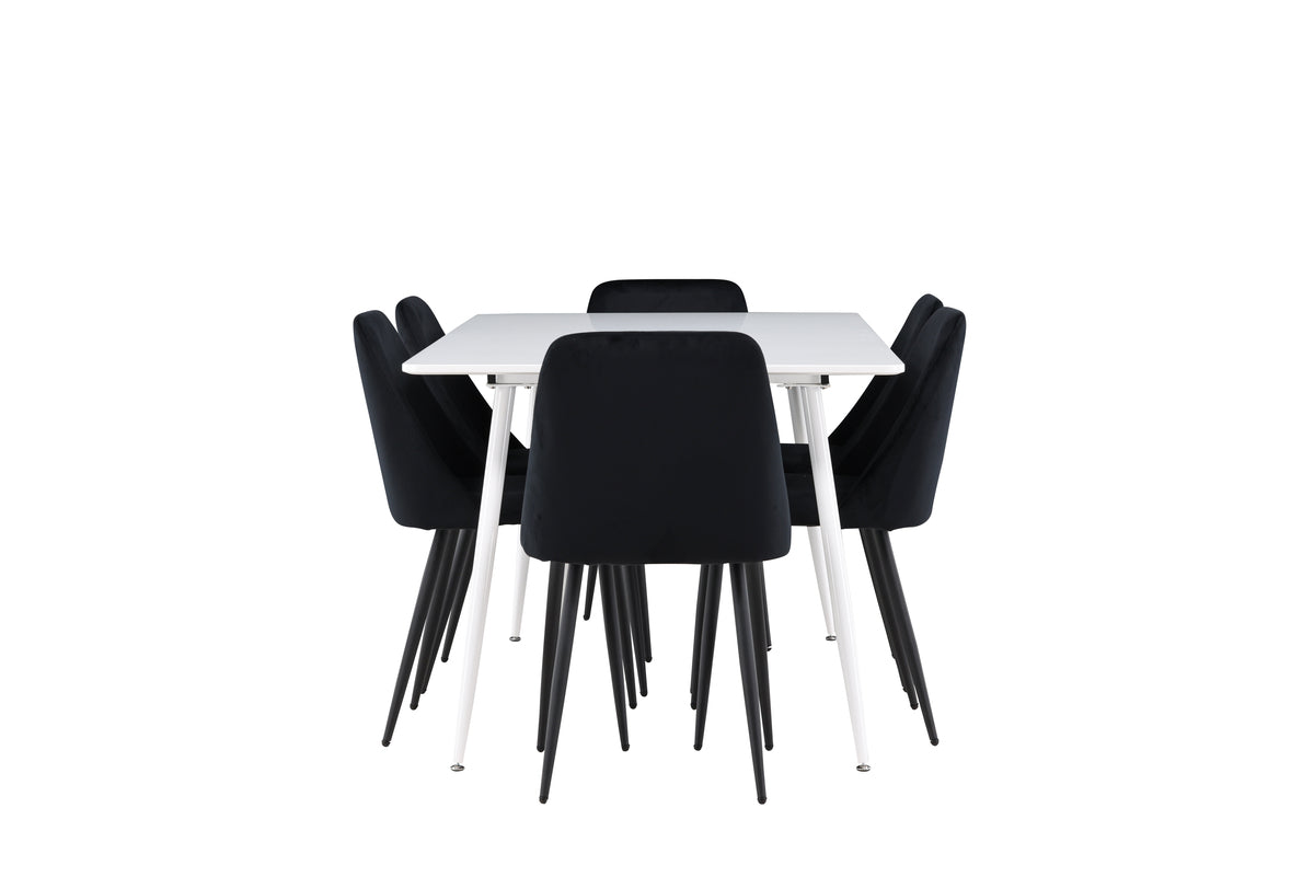 Venture Design Night & Silar Matstolar 2-pack Svart + Rektangulära Matbord 180 x 90 Vit