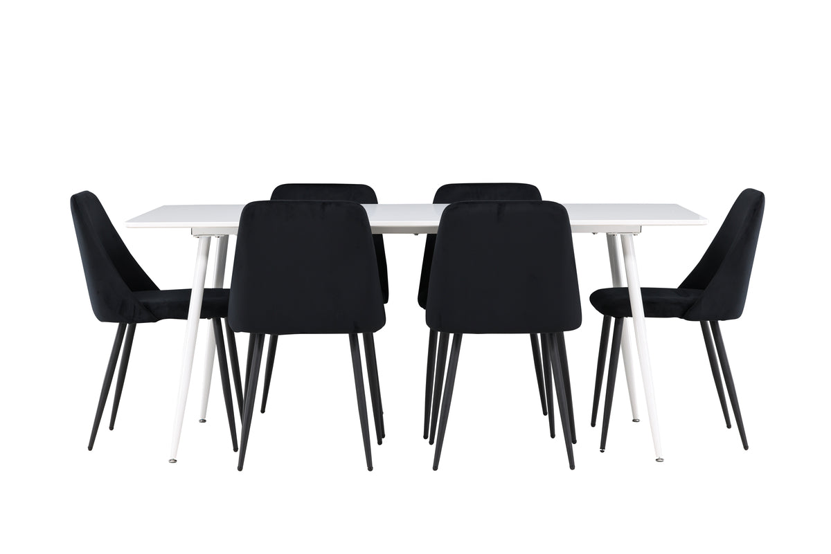 Venture Design Night & Silar Matstolar 2-pack Svart + Rektangulära Matbord 180 x 90 Vit