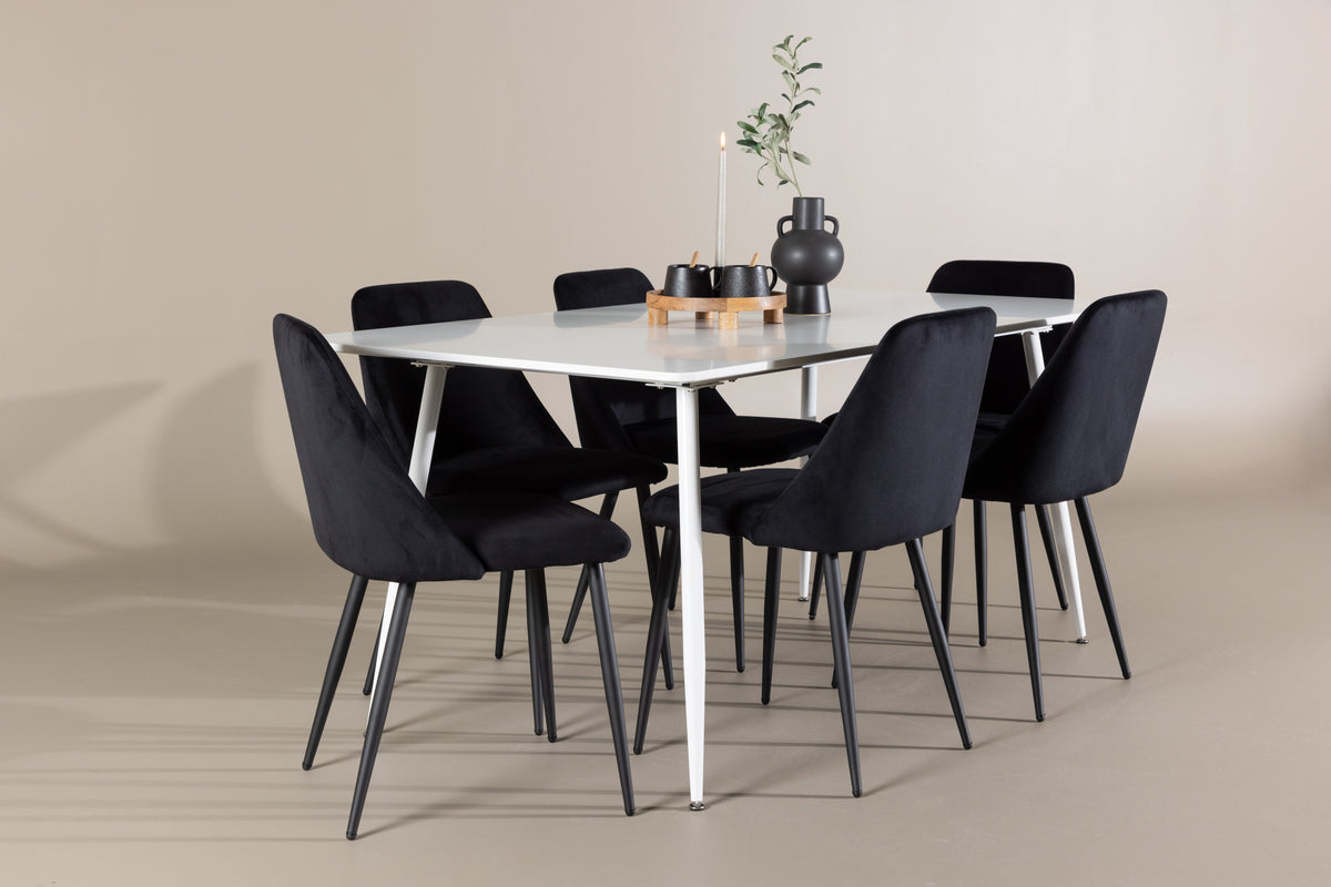 Venture Design Night & Silar Matstolar 2-pack Svart + Rektangulära Matbord 180 x 90 Vit